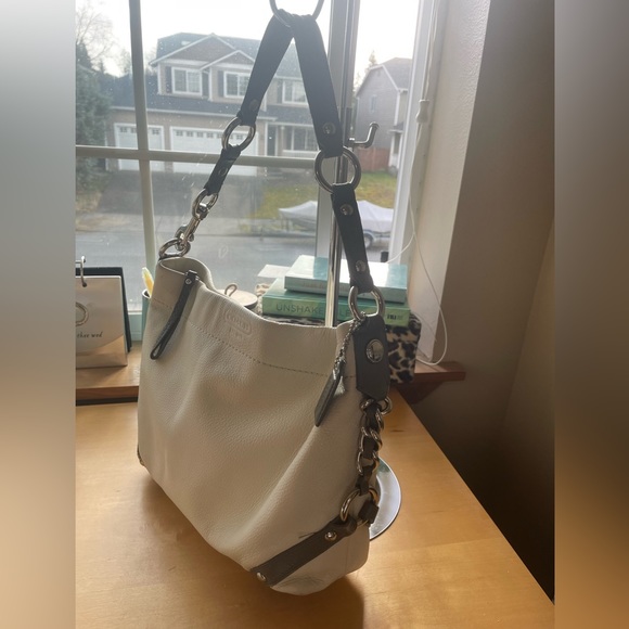 Coach Carley Ivory Leather Shoulder Bag; EUC - Picture 2 of 16